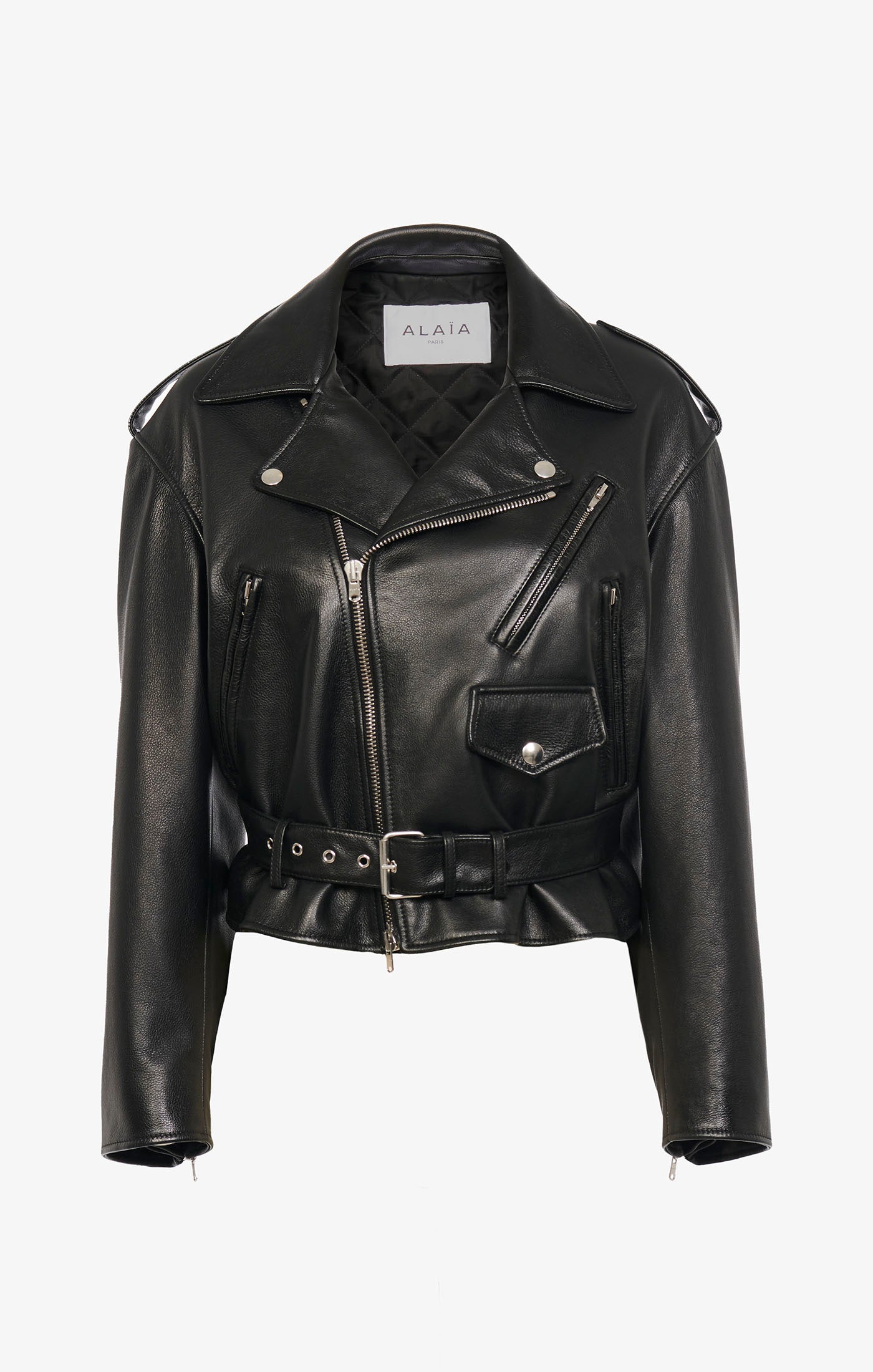 Veste biker en cuir - Noir Alaïa