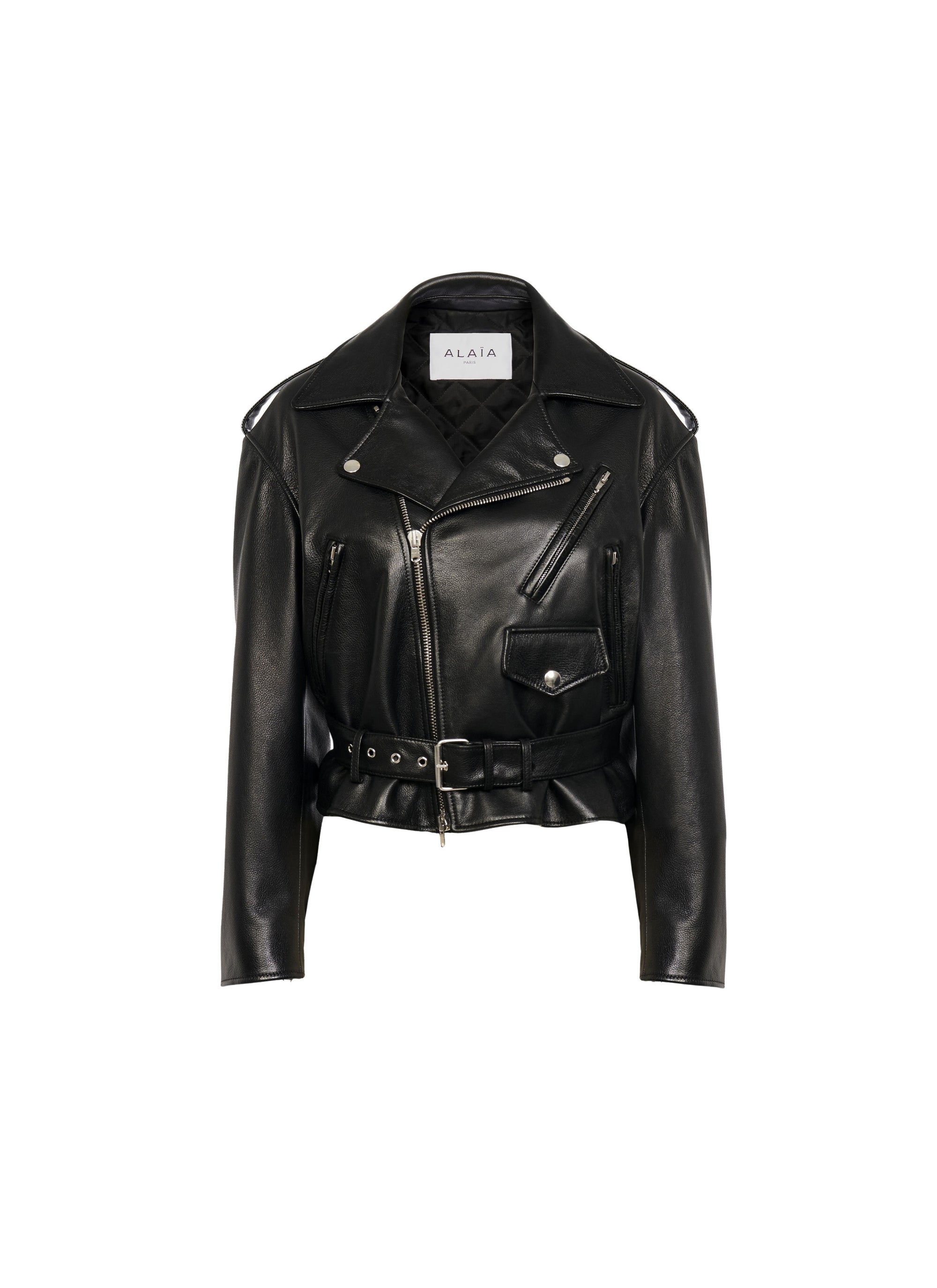 Veste biker en cuir - Noir Alaïa