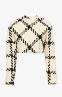 Fitted jacket in wool - White & Black