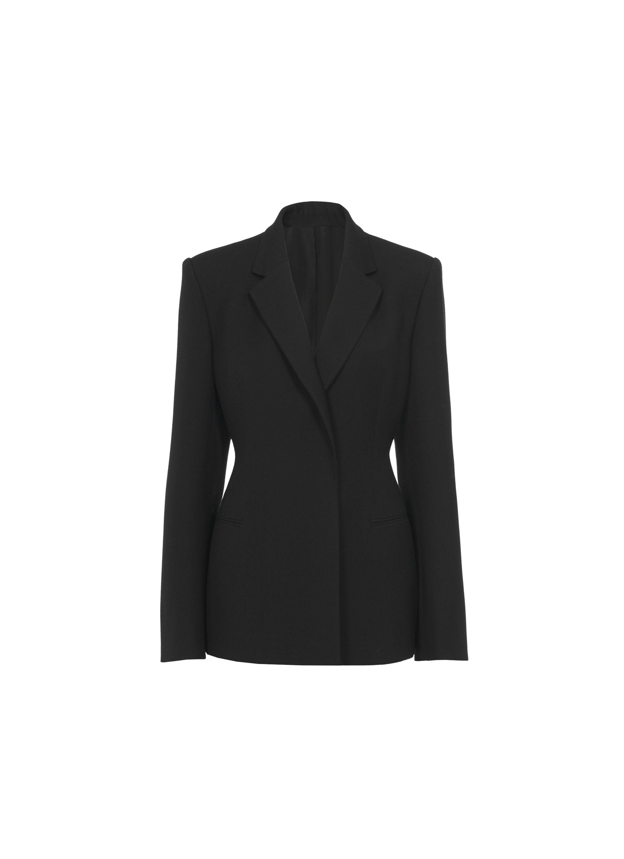 Mid-length wool blazer jacket - Black Alaïa