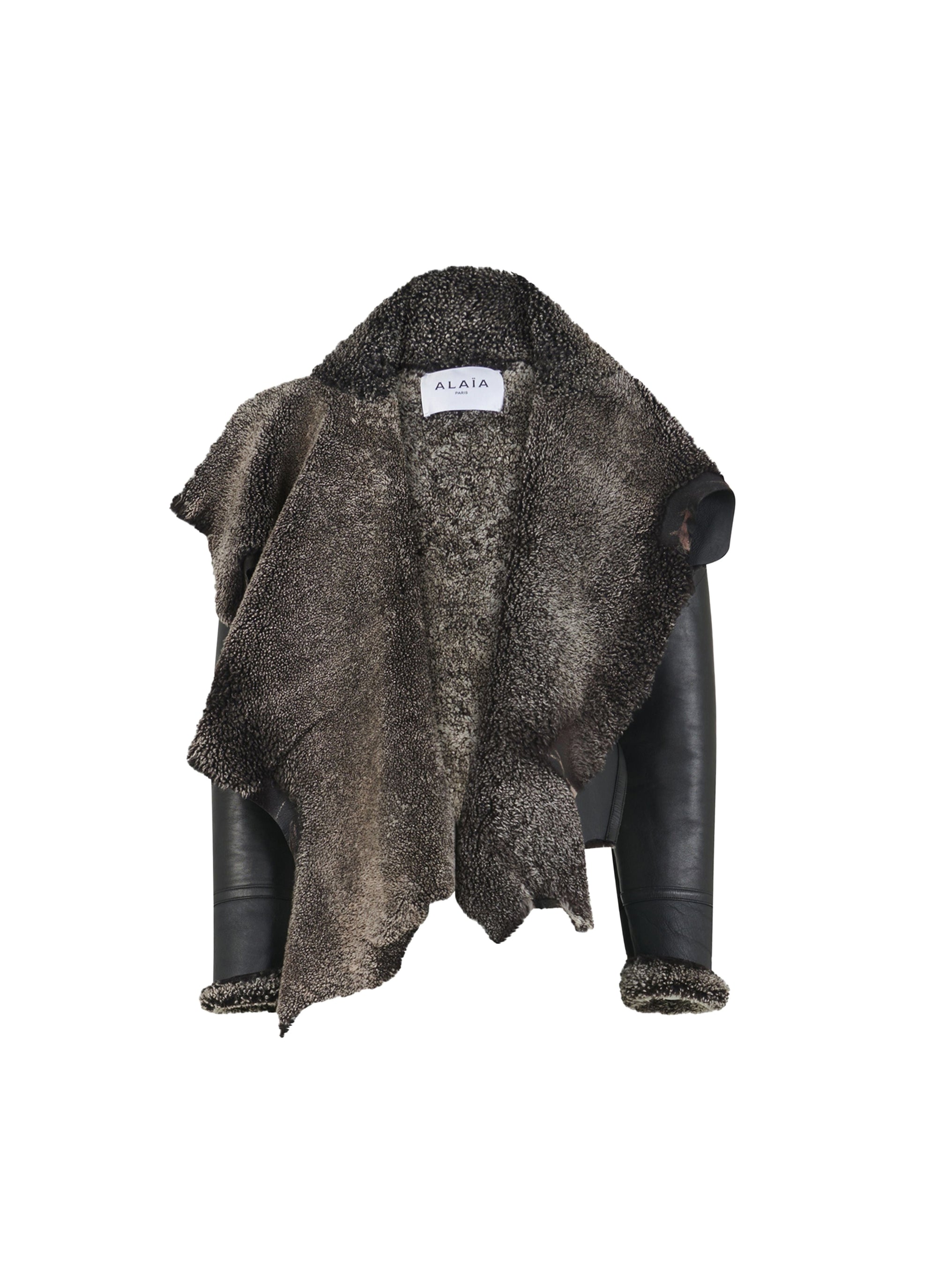 Veste aviateur en cuir - Givre Noir