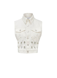 Jacket with circular embroidery - White