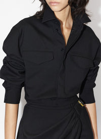 Veste ceinturée en laine - Noir Alaïa