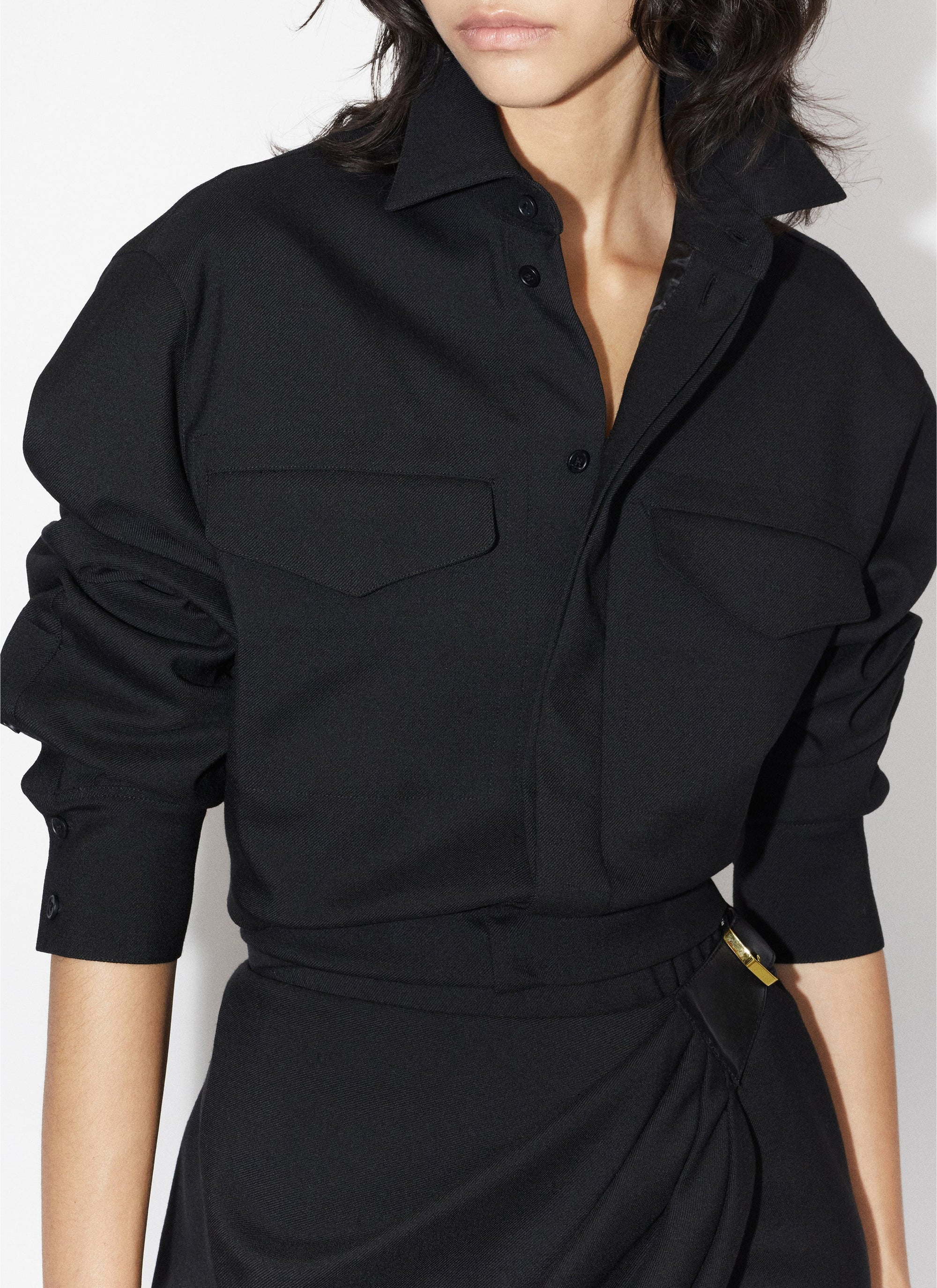 Veste ceinturée en laine - Noir Alaïa
