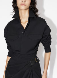 Veste ceinturée en laine - Noir Alaïa