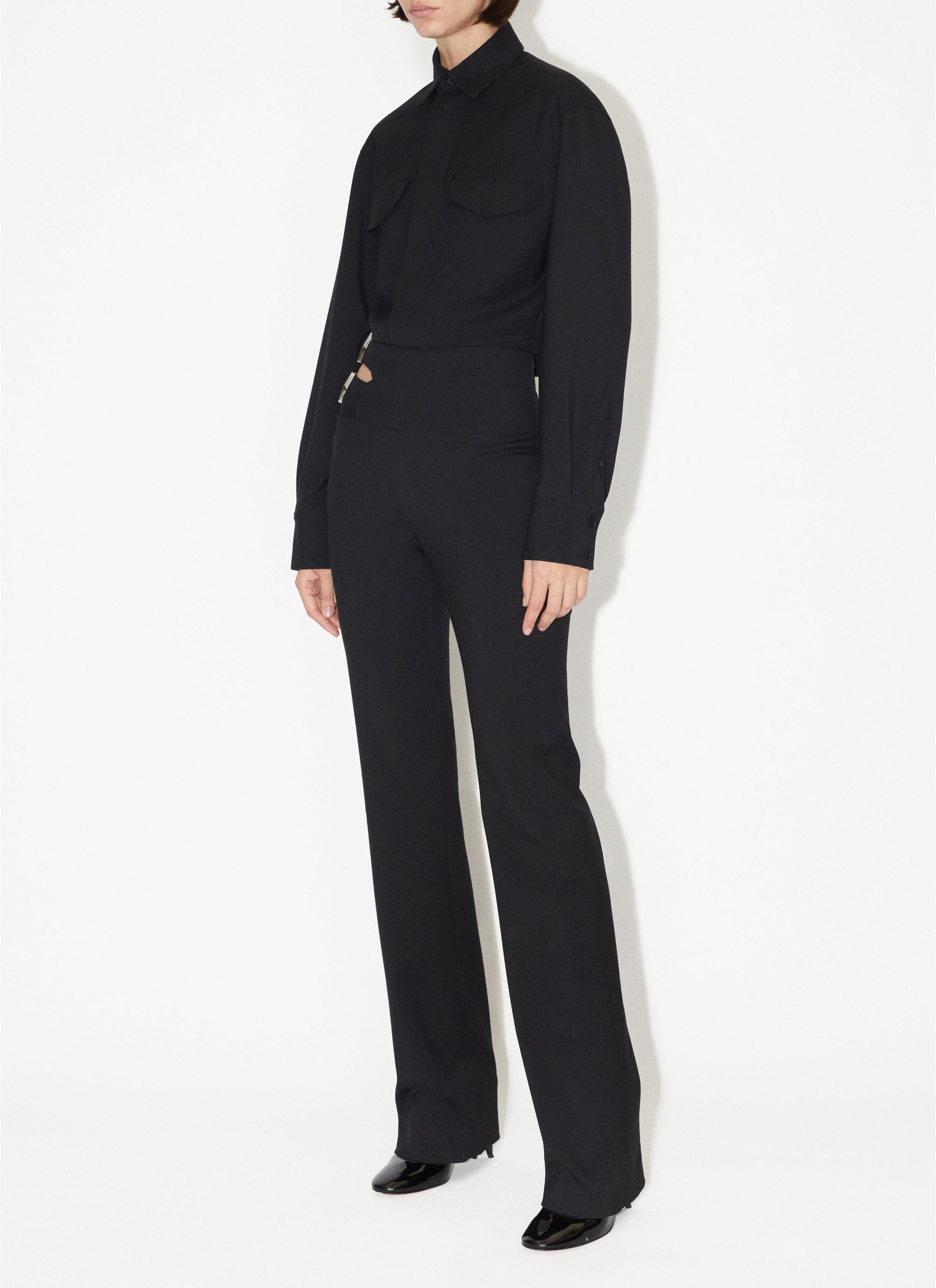 Veste ceinturée en laine - Noir Alaïa