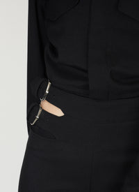 Veste ceinturée en laine - Noir Alaïa
