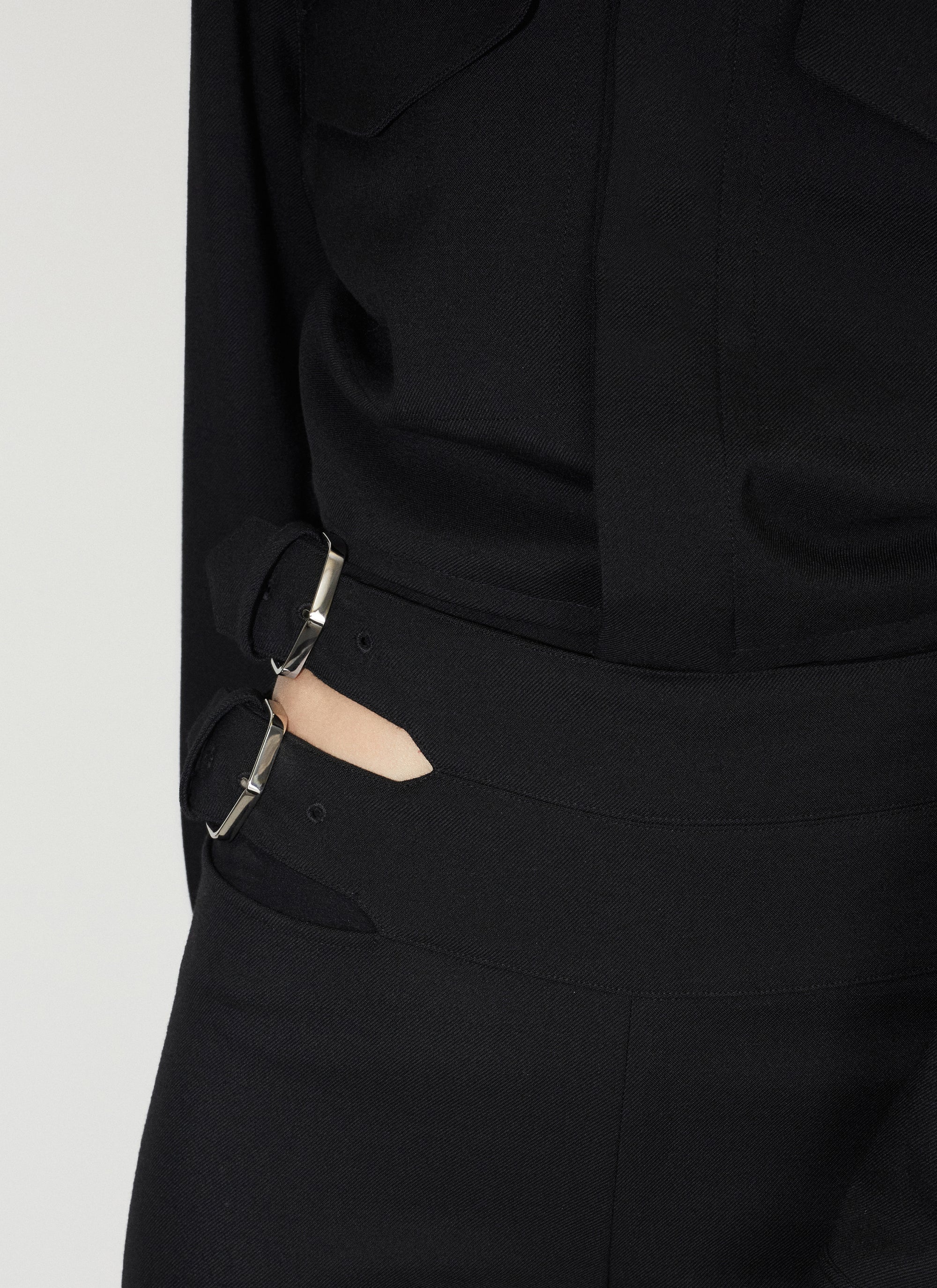 Veste ceinturée en laine - Noir Alaïa