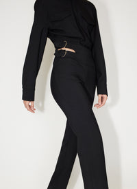 Veste ceinturée en laine - Noir Alaïa