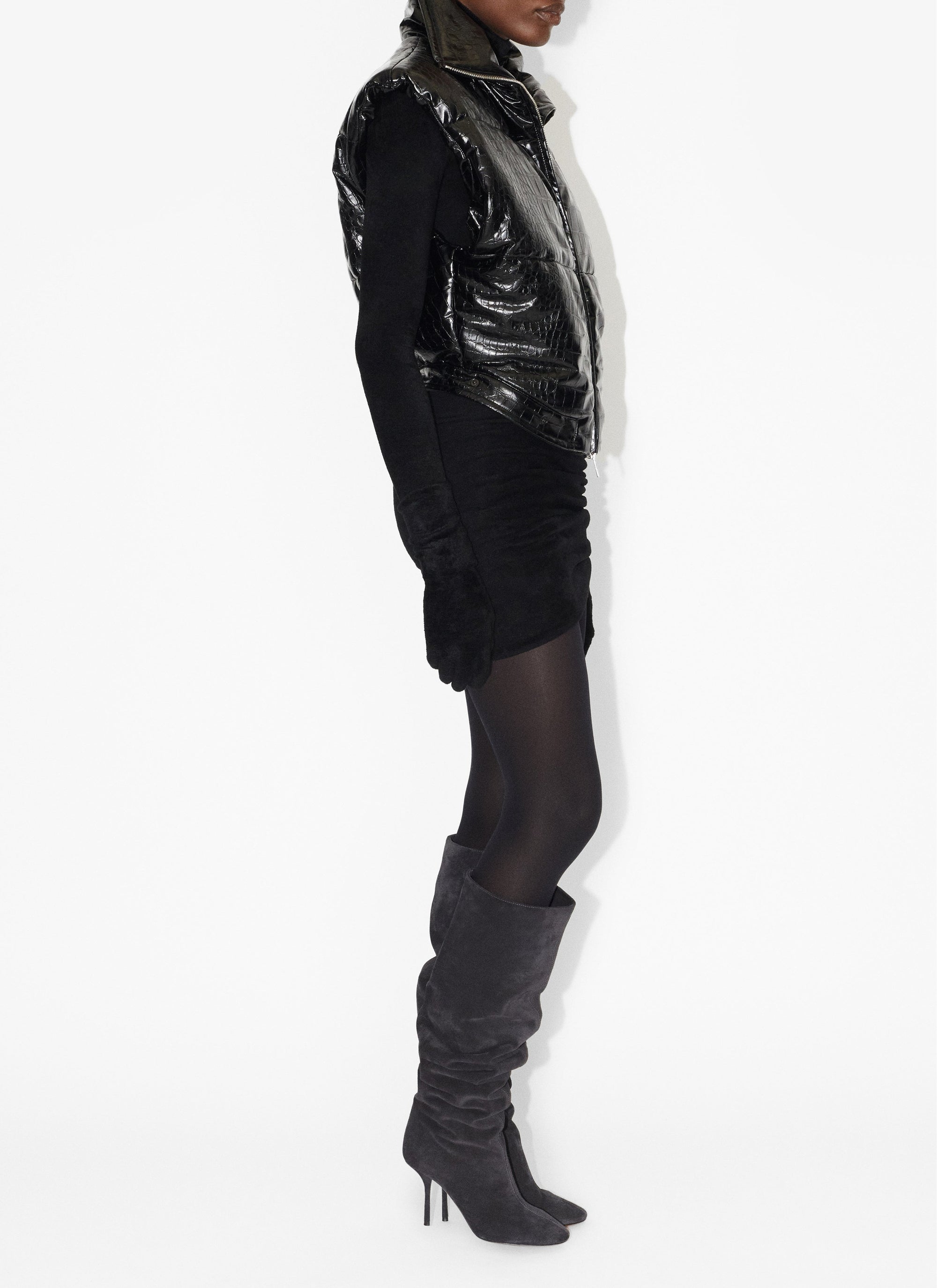 Doudoune embossée croco - Noir Alaïa