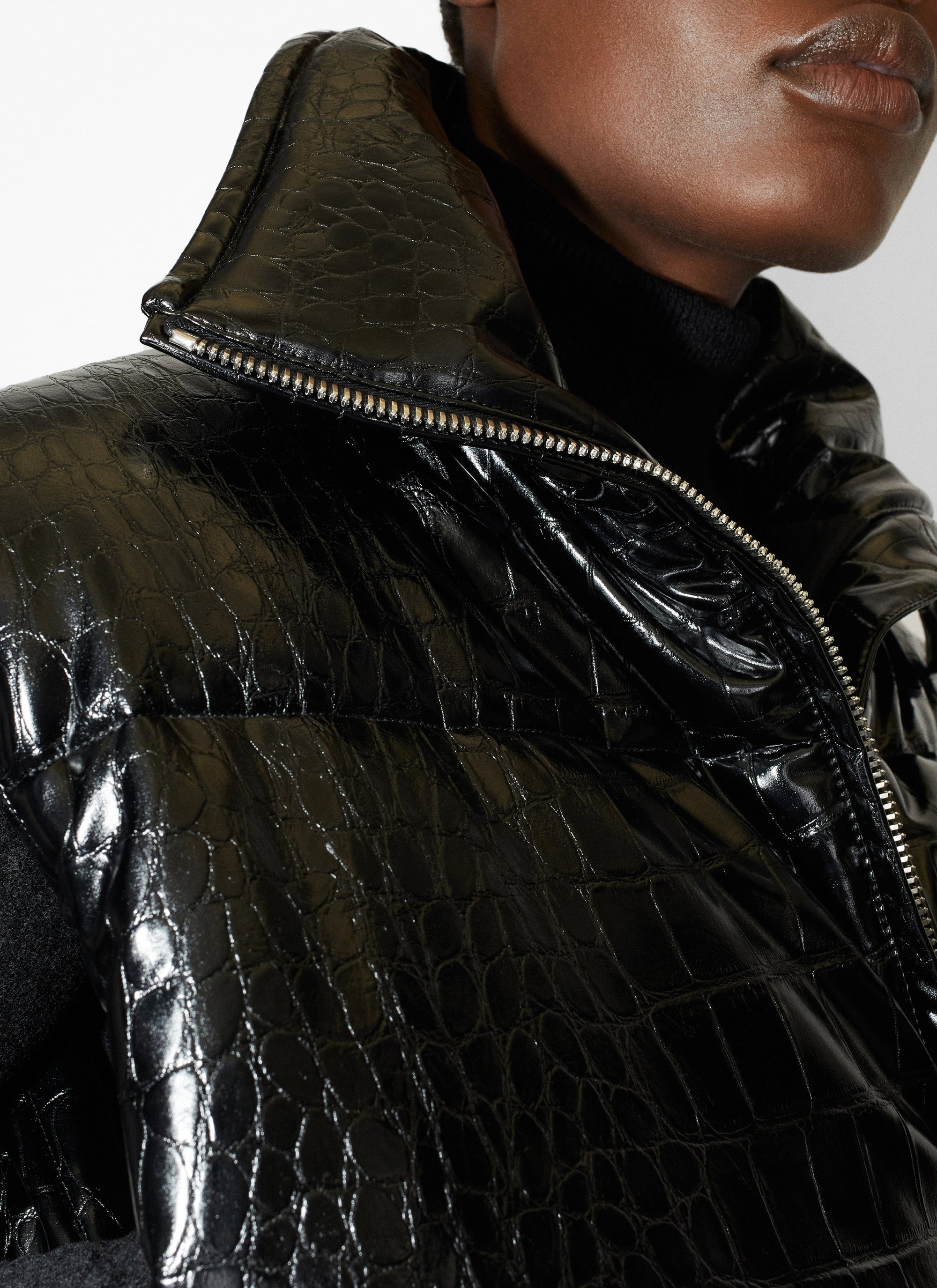 Doudoune embossée croco - Noir Alaïa