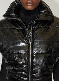 Doudoune embossée croco - Noir Alaïa