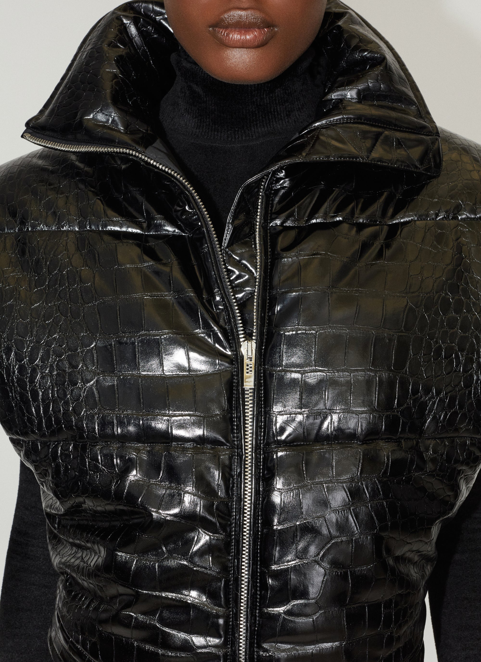 Doudoune embossée croco - Noir Alaïa