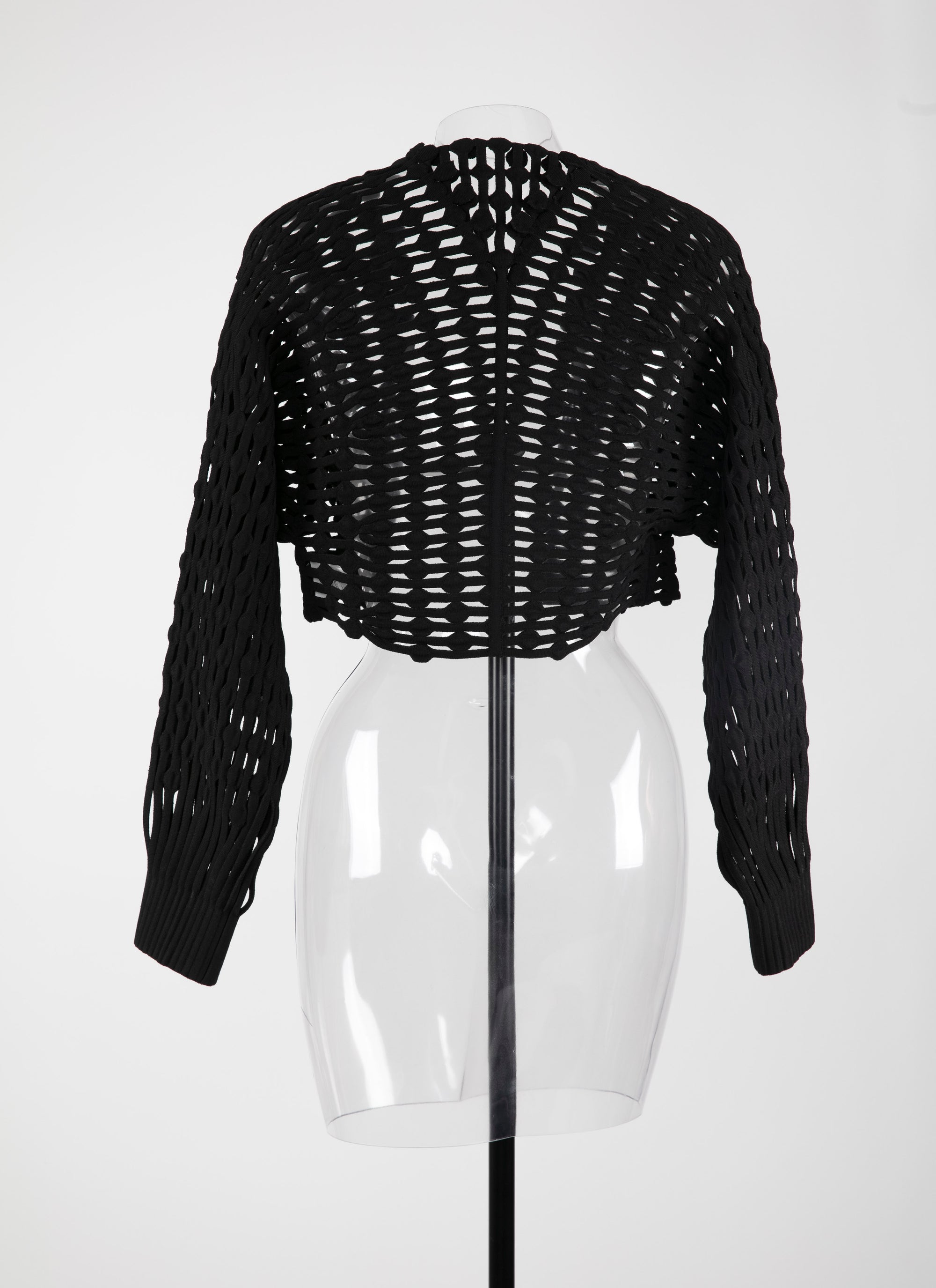 Veste à manches longues en dentelle tricotée - Noir