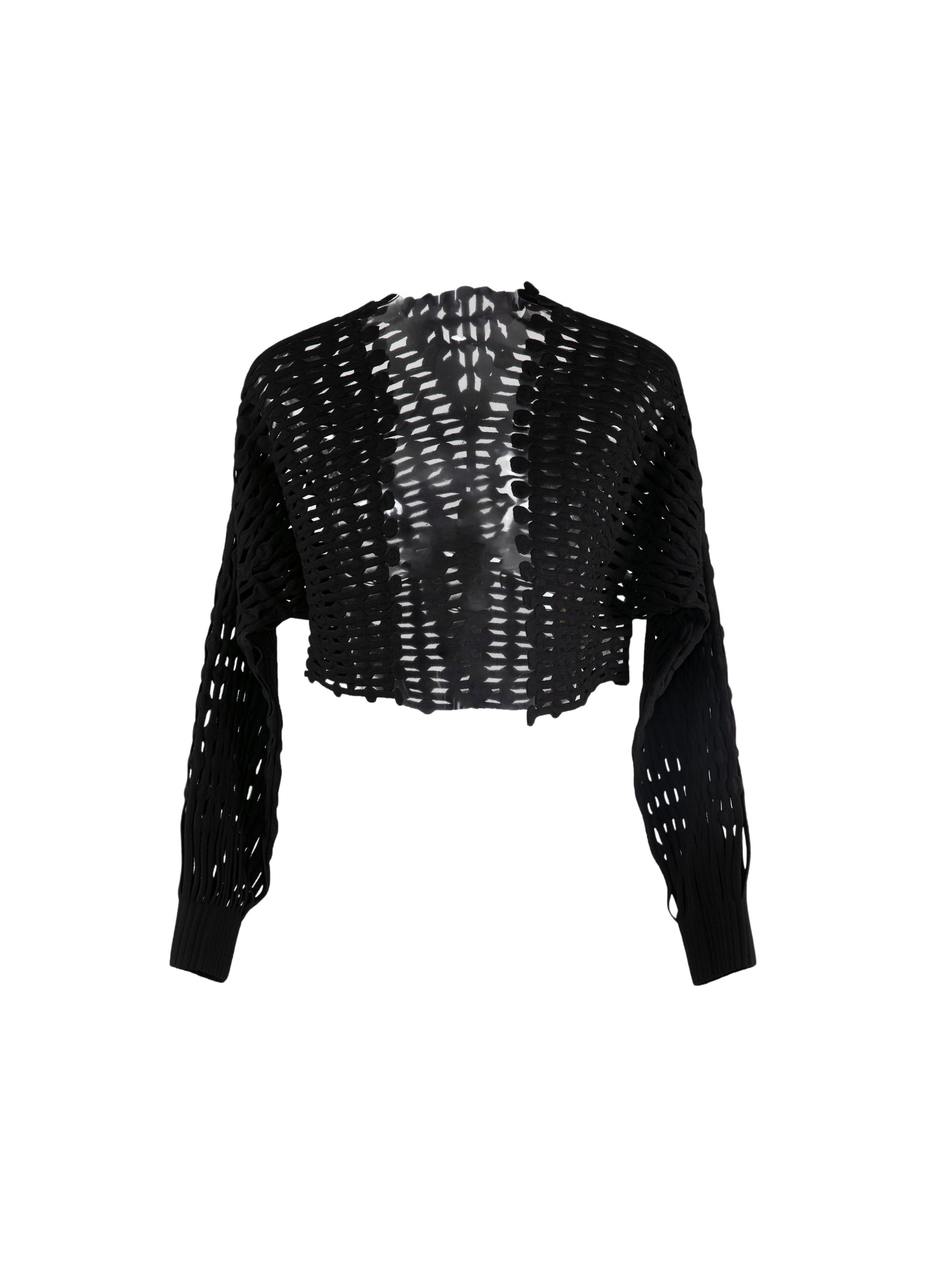 Veste à manches longues en dentelle tricotée - Noir