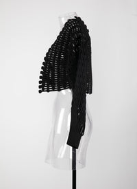 Veste à manches longues en dentelle tricotée - Noir