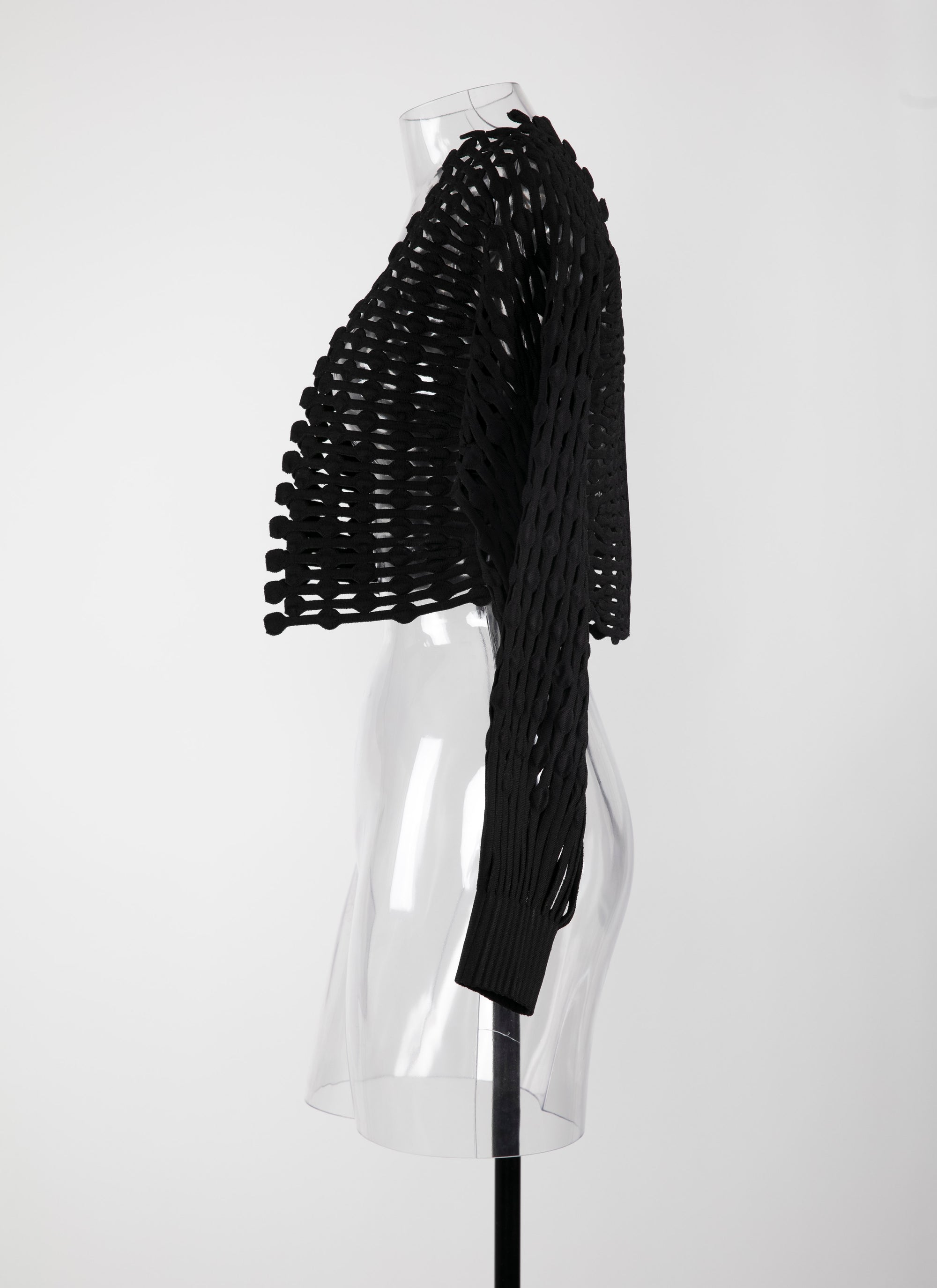Veste à manches longues en dentelle tricotée - Noir