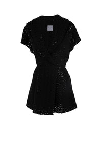 Sleeveless lace jacket in wool - Black