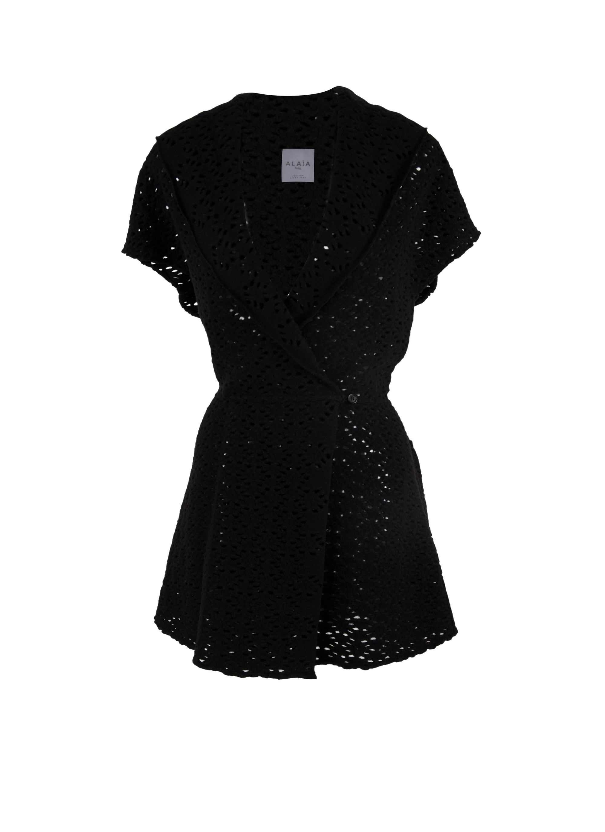 Sleeveless lace jacket in wool - Black