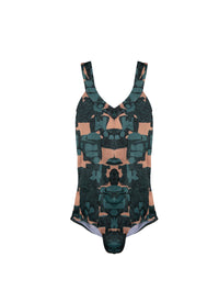 Maillot de bain 1 pièce à imprimé - Chair & Vert