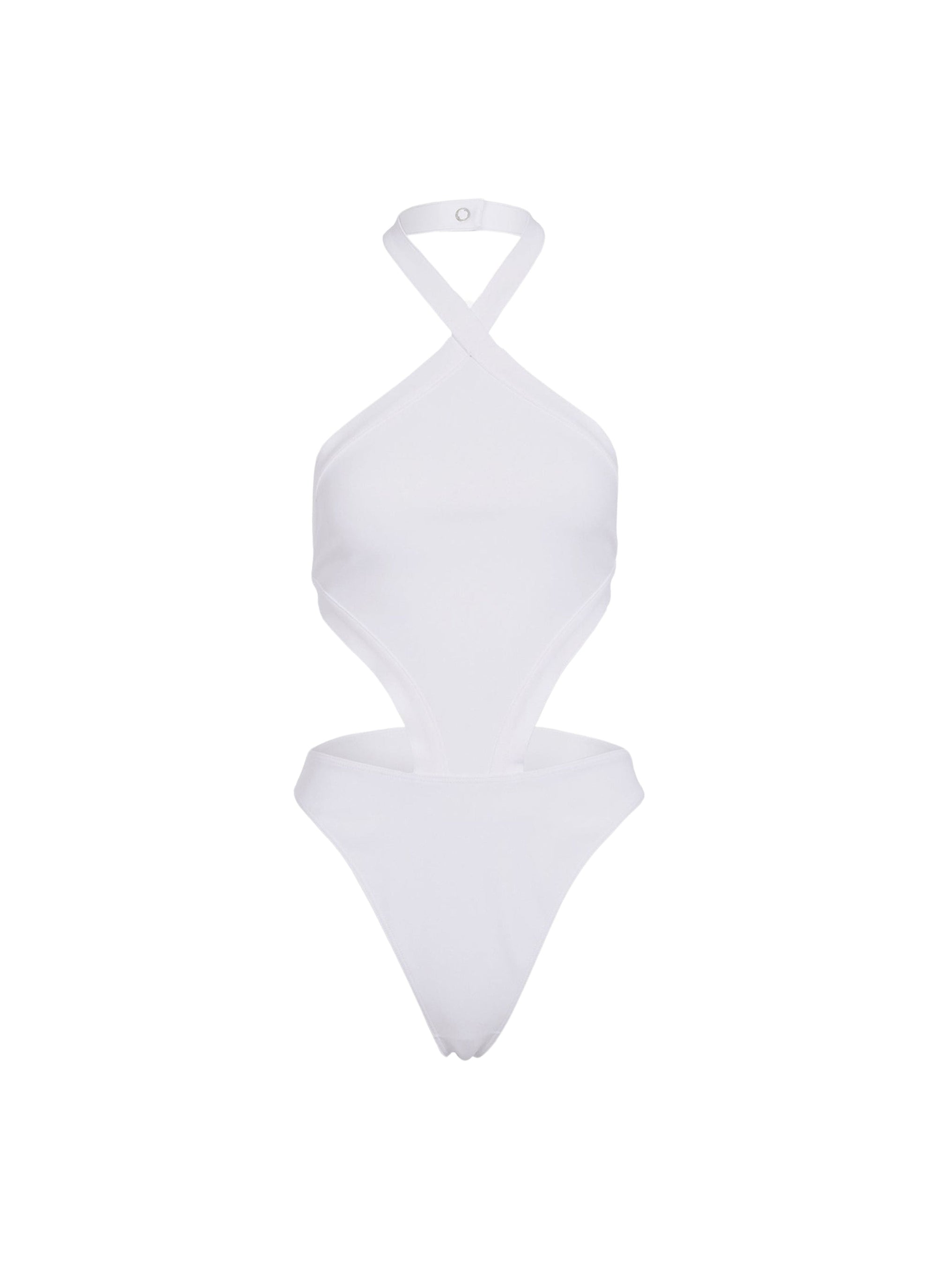 One-piece trikini swimming costume - White