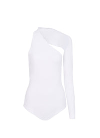 Asymmetric swimming costume - White