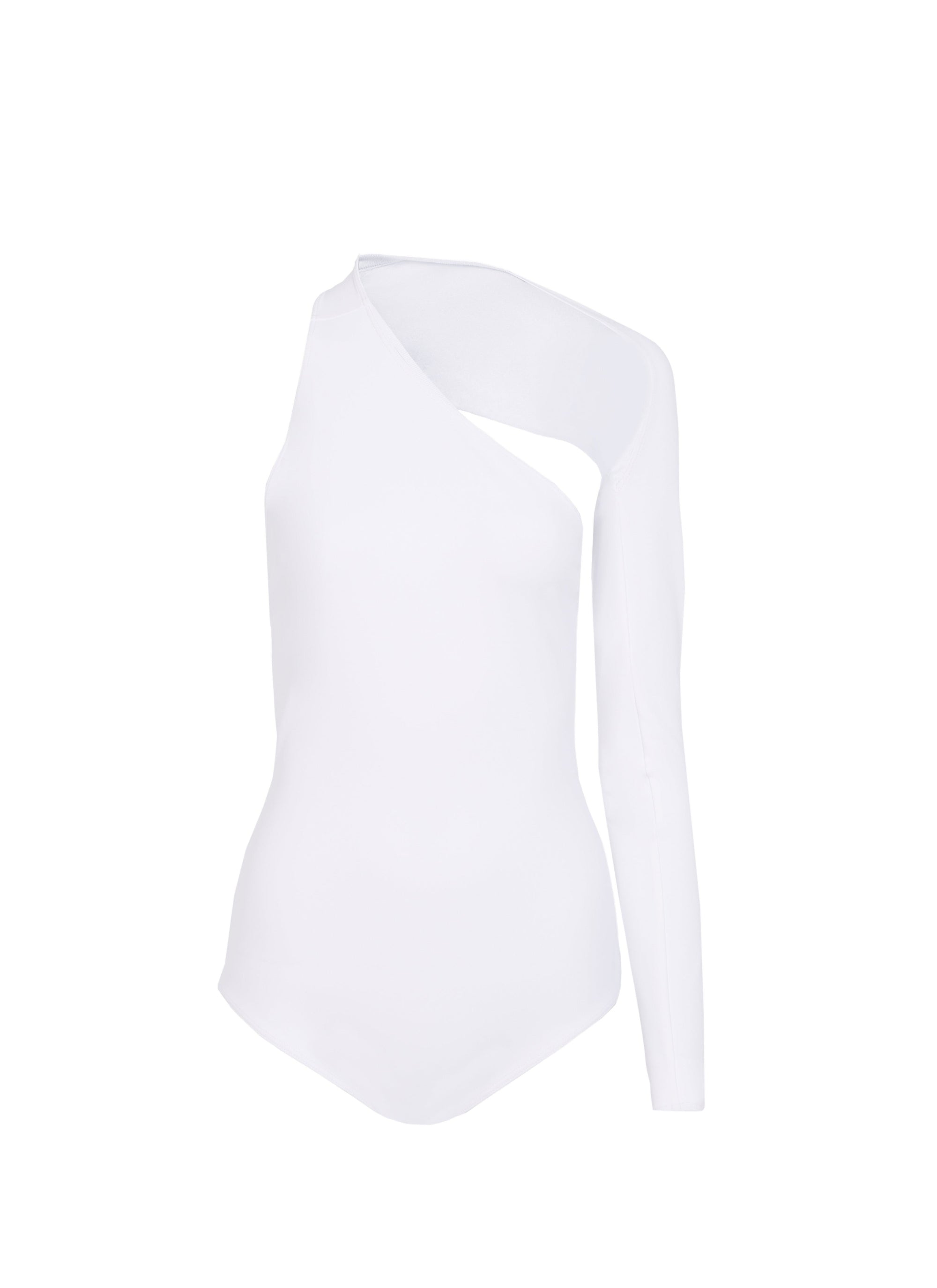 Asymmetric swimming costume - White