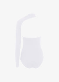 Asymmetric swimming costume - White