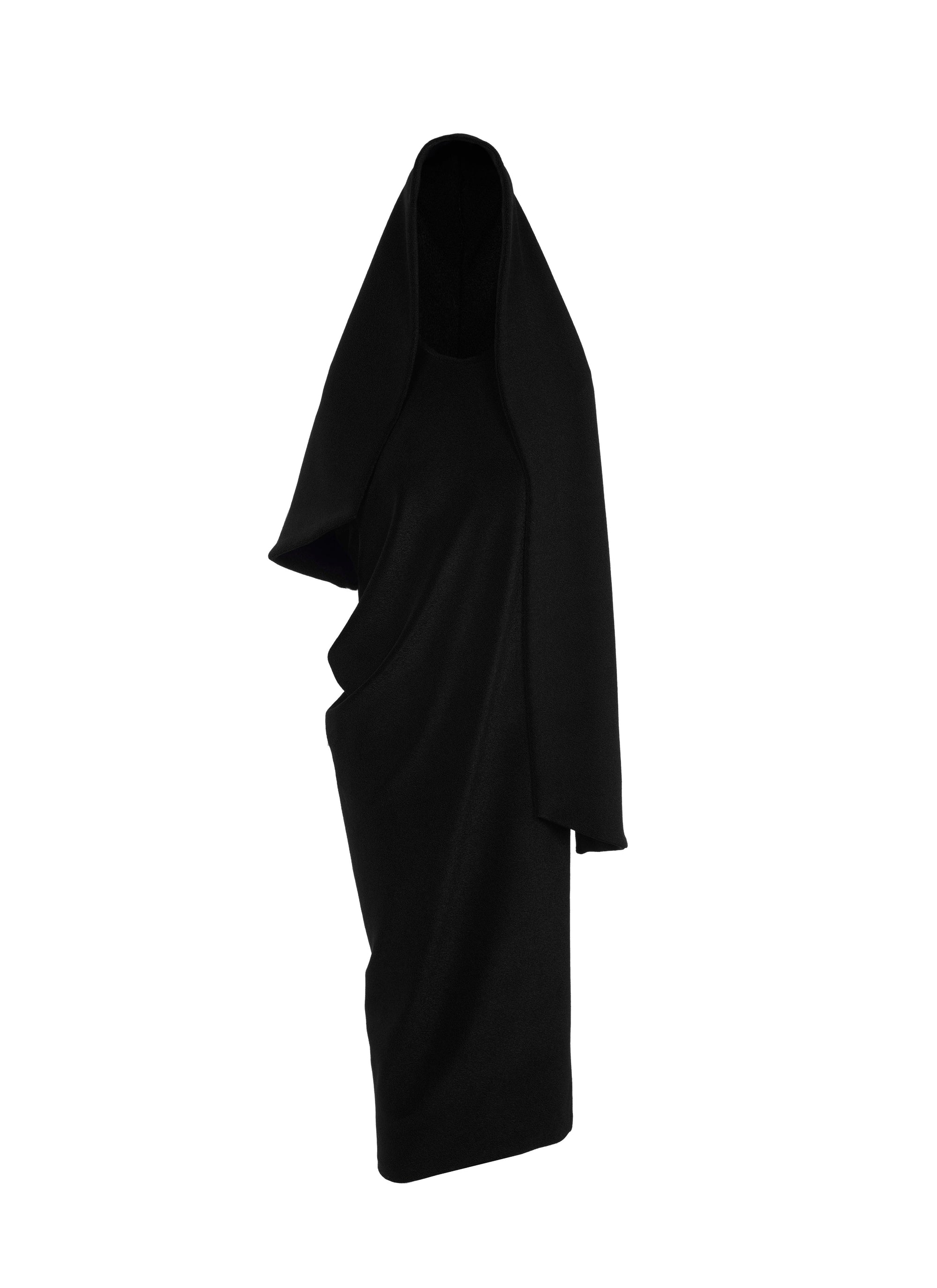 Robe de bain à capuche drapée - Noir