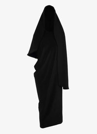 Robe de bain à capuche drapée - Noir