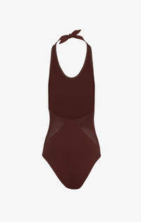 Maillot de bain une pièce dos nu sans coutures - Brun foncé