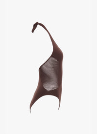 Maillot de bain une pièce dos nu sans coutures - Brun foncé