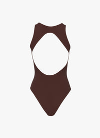 One-piece corset swimming costume - Dark brown
