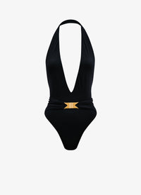 Sculpting Halter Swimsuit - Black Alaïa