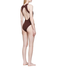 One-piece corset swimming costume - Dark brown