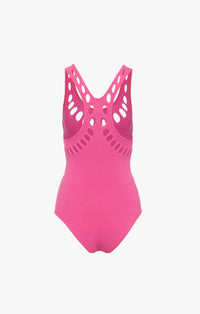 Laser one-piece swimming costume - Fluo Pink
