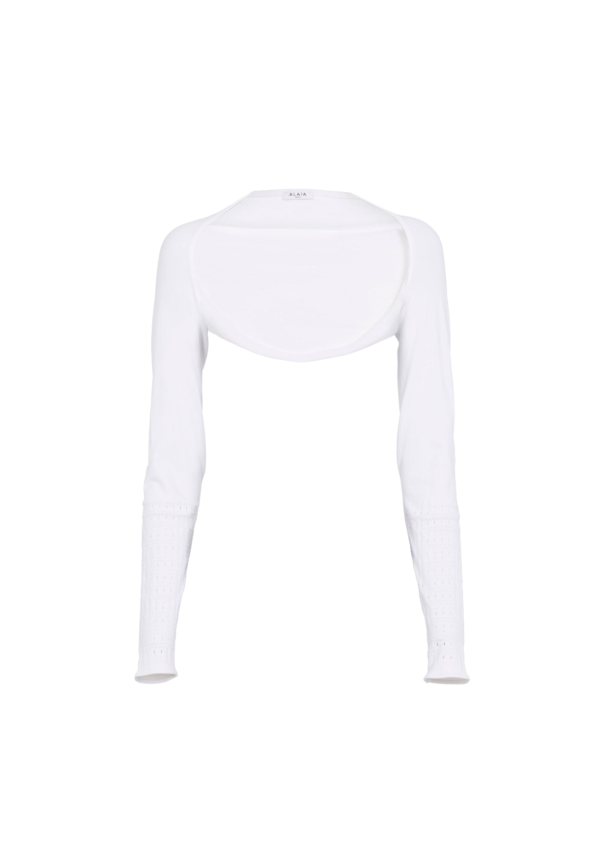 Bolero sans couture à manches longues perforées - Blanc Optique