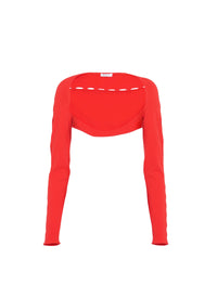 Bolero à manches longues ajouré - Ecarlate