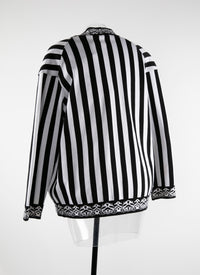 Long-sleeved striped cardigan - Black & White