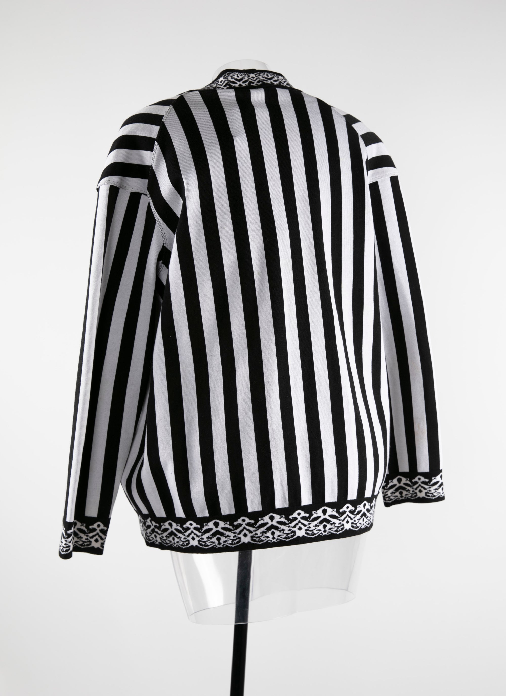 Long-sleeved striped cardigan - Black & White