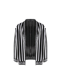 Long-sleeved striped cardigan - Black & White
