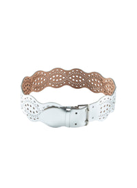 Ceinture perforée en cuir - Argent