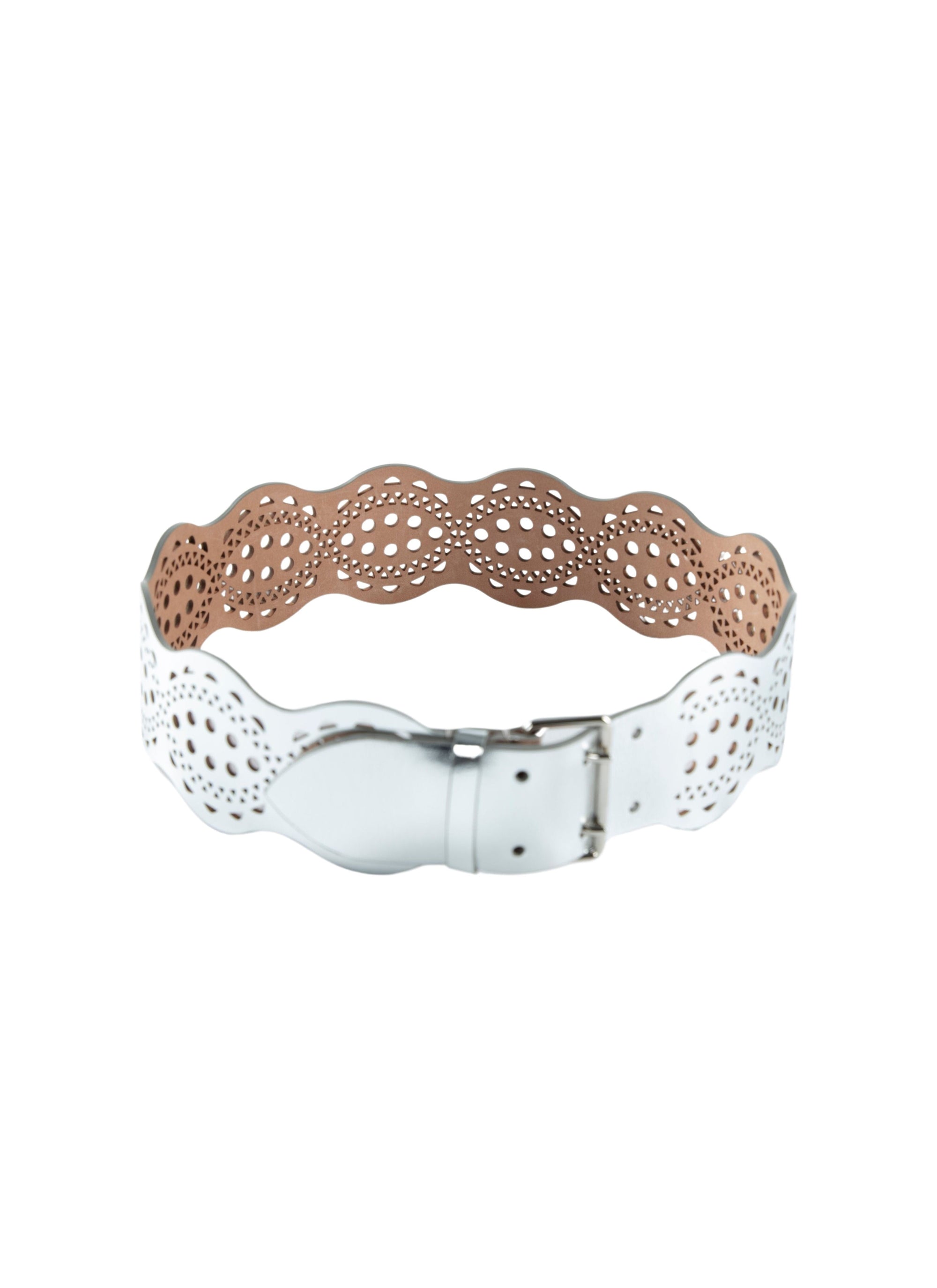 Ceinture perforée en cuir - Argent