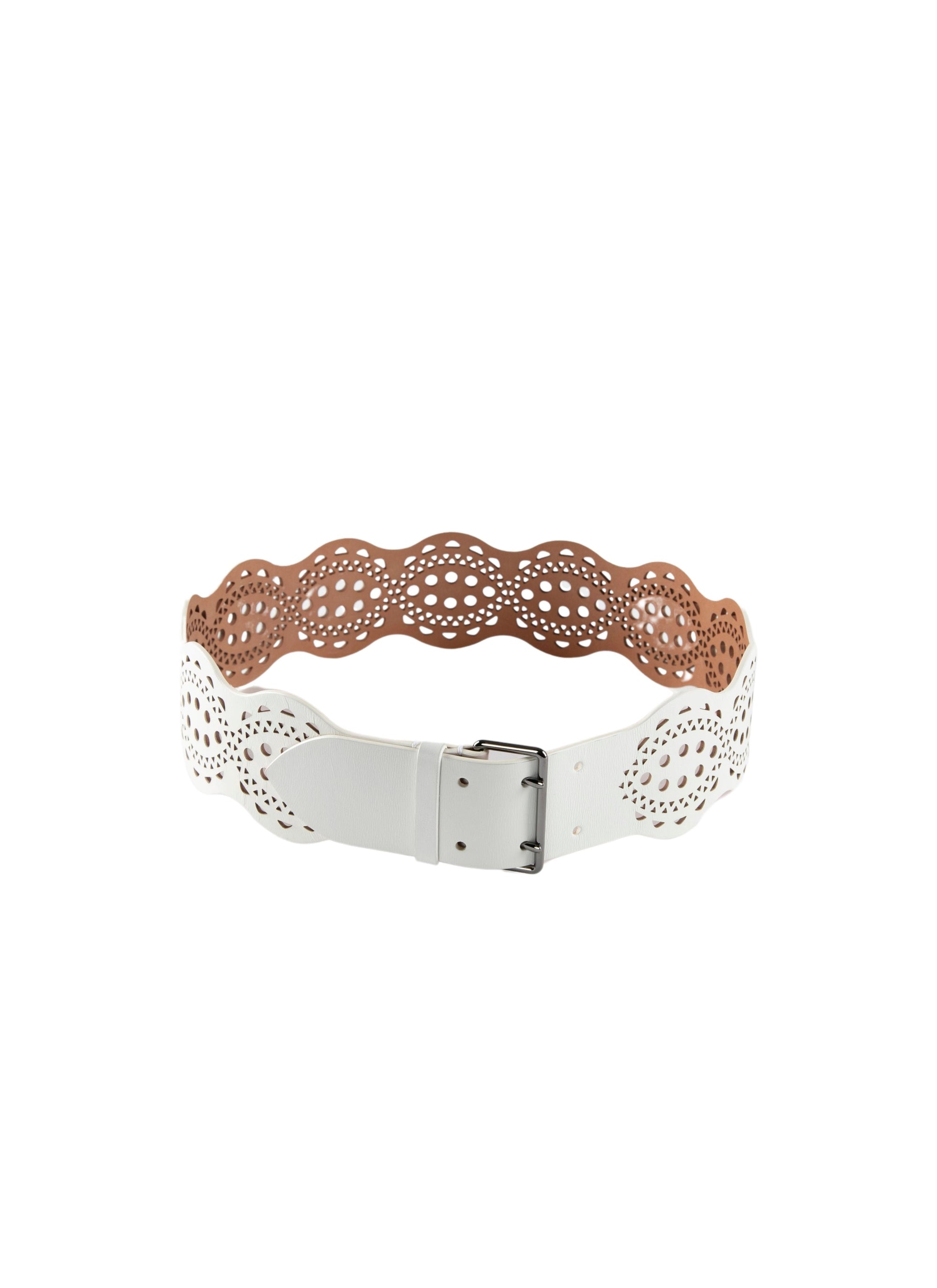 Ceinture perforée en cuir - Blanc Optique