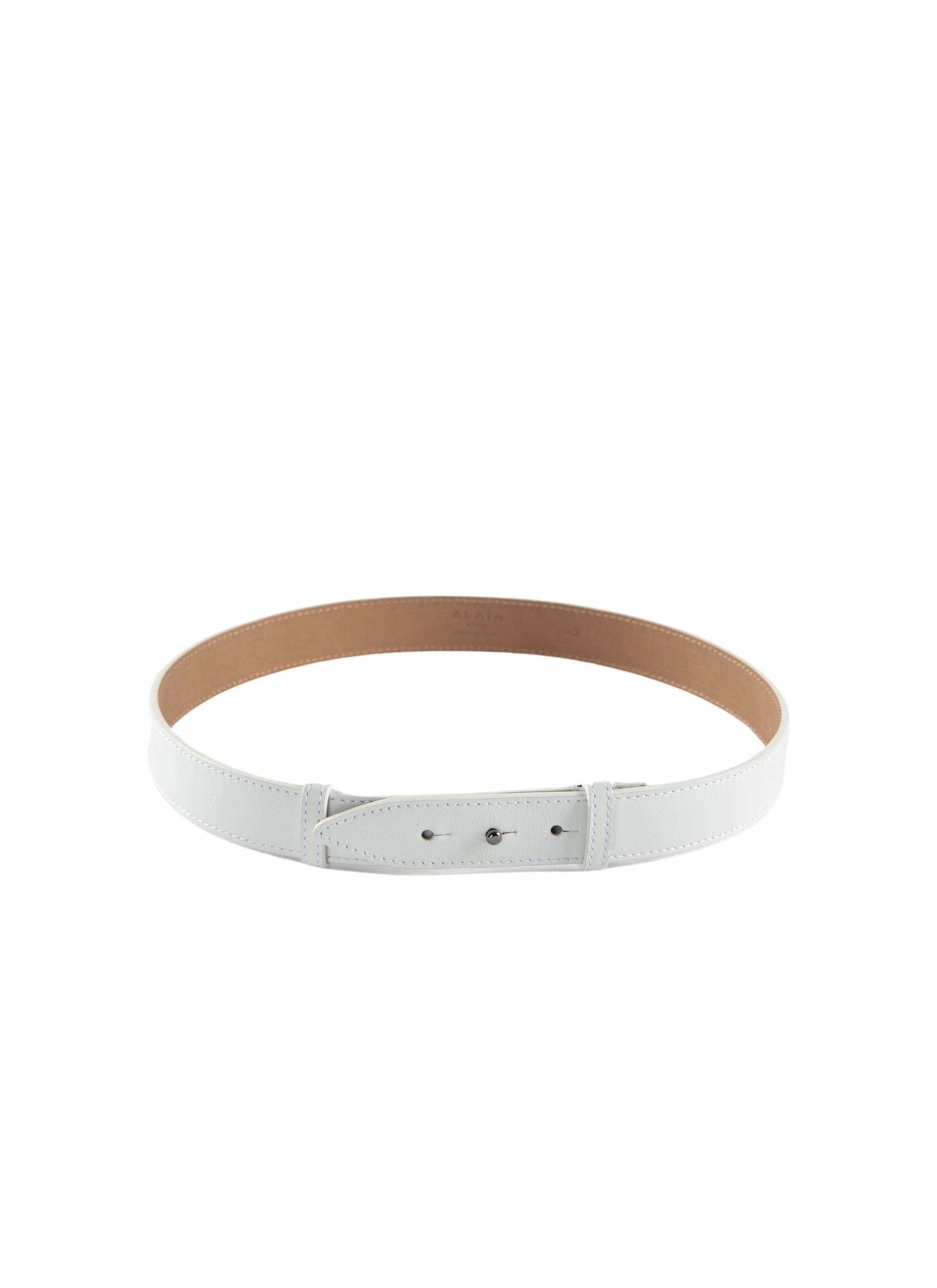 Ceinture très fine en cuir - Blanc Optique