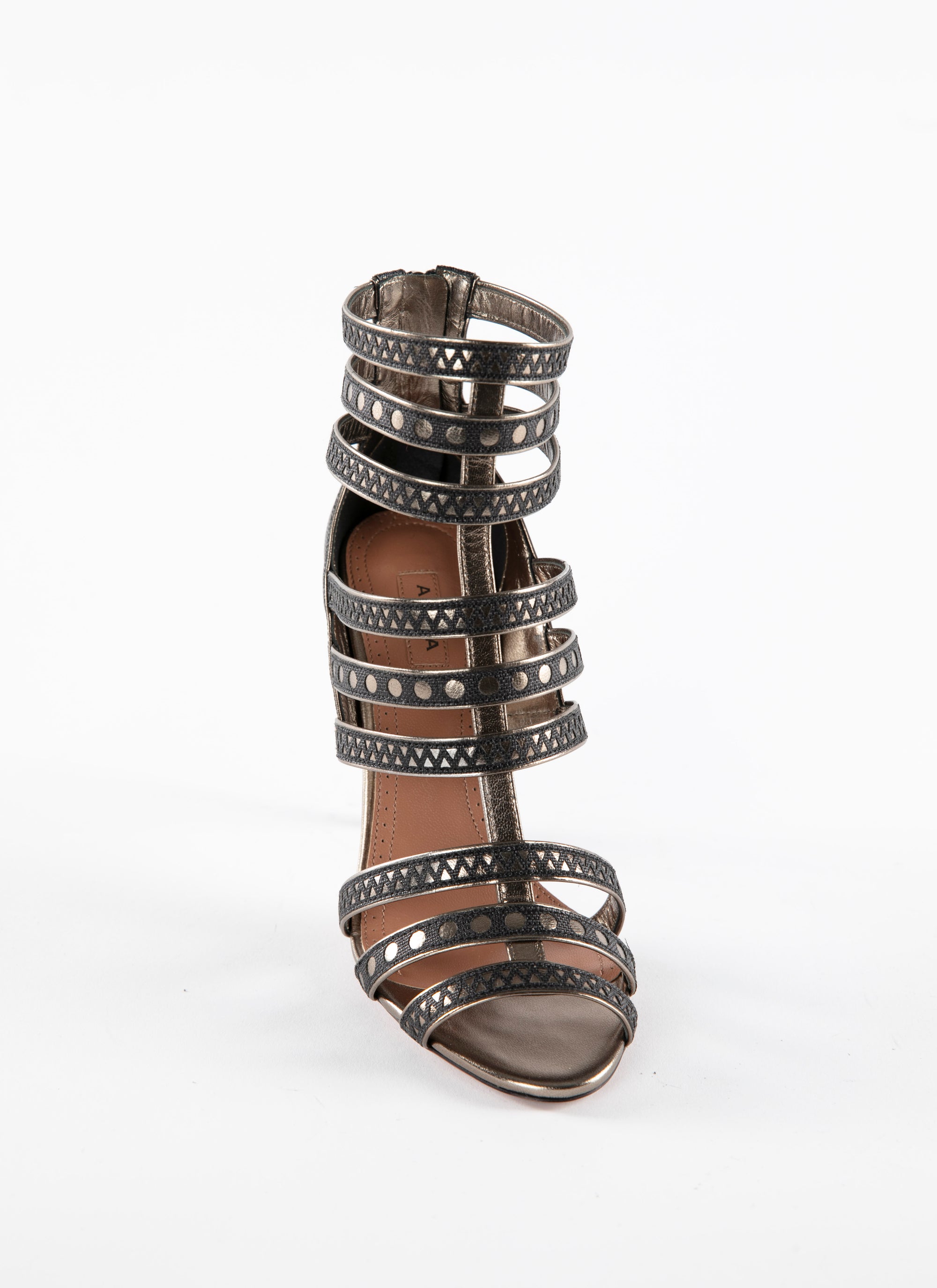 Sandales à talons haut multi brides - Noir & Argent