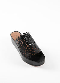 Mules plateforme en cuir - Noir