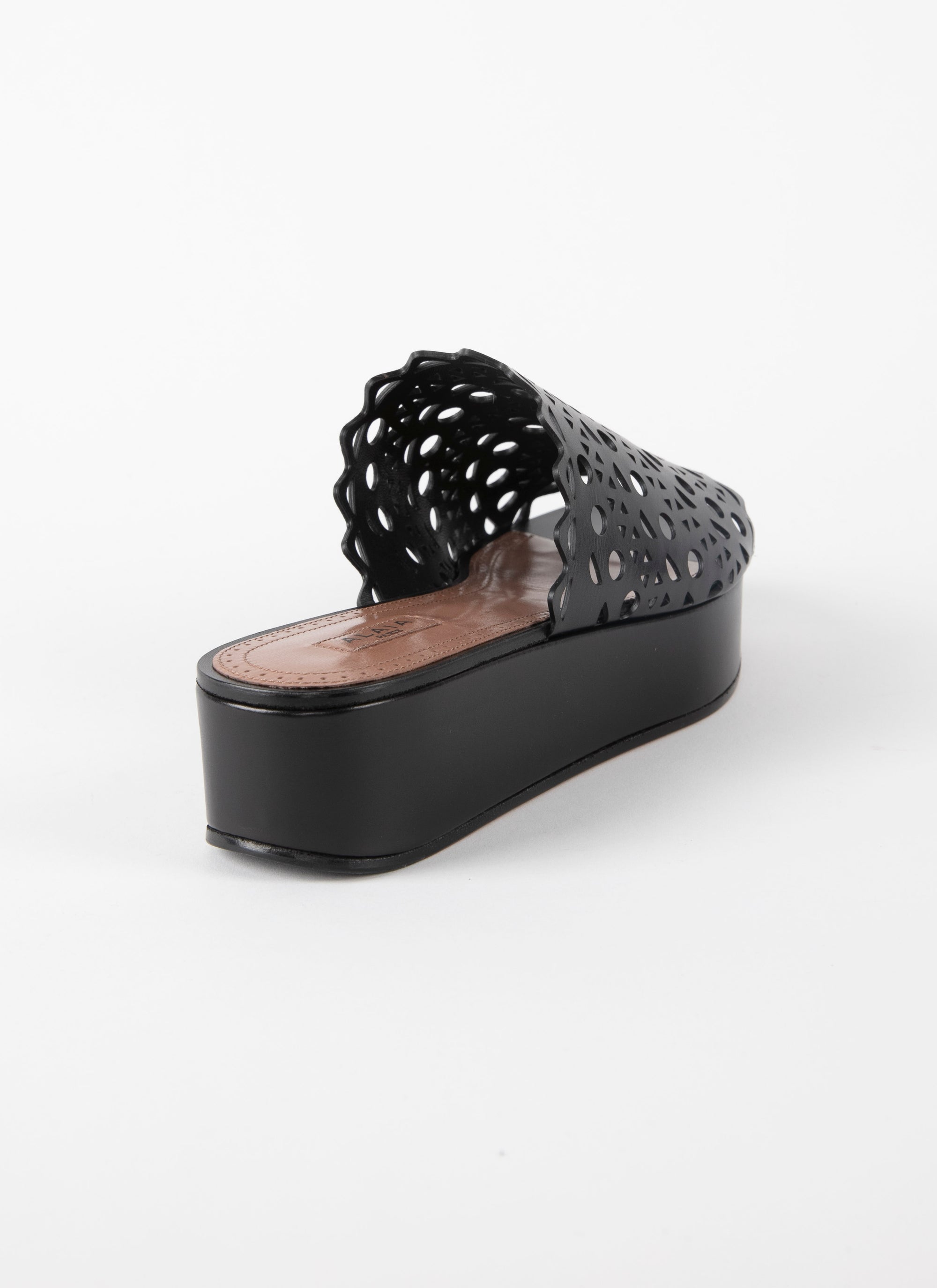 Mules plateforme en cuir - Noir