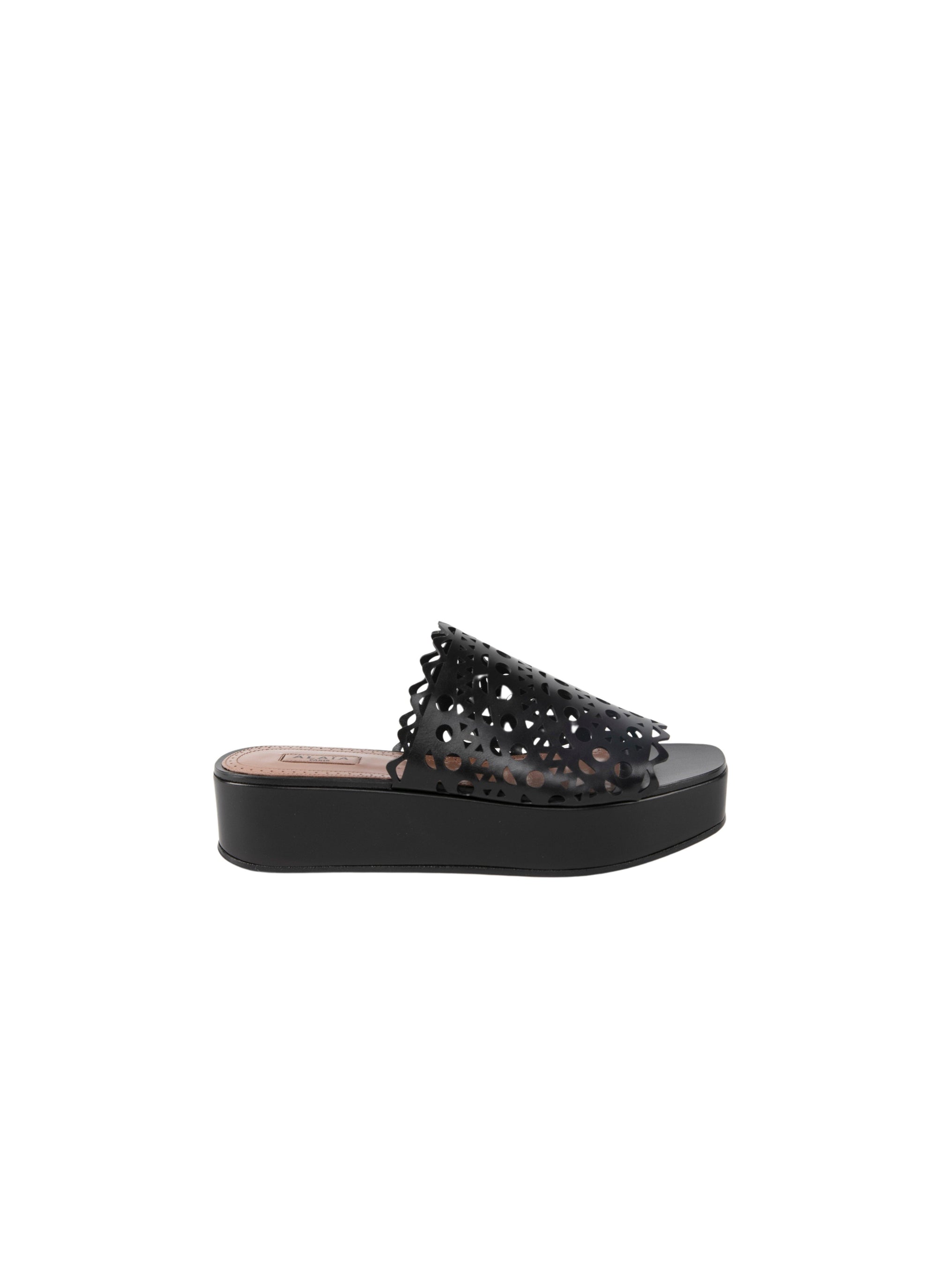 Mules plateforme en cuir - Noir