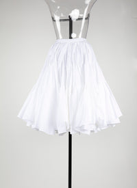 Ruffled skater skirt - White